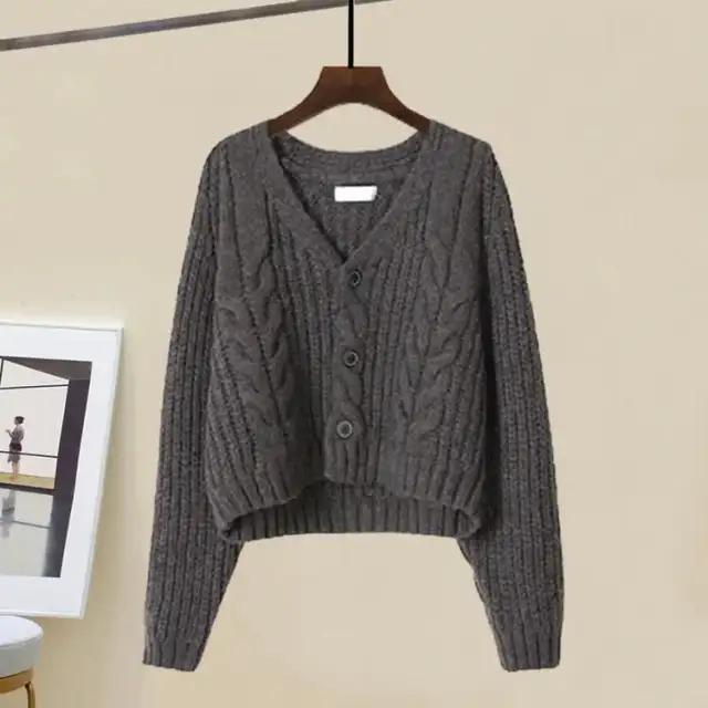 New Style Thick Sweater Cardigan For Women Slimming All matching Gray - Shop at LoveMi