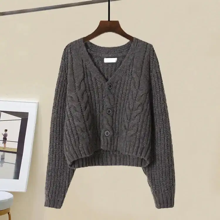 New Style Thick Sweater Cardigan For Women Slimming All-matching - Gray