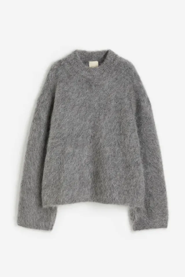 Round Neck Solid Color Long Velvet Sweaters Top Dark Gray - Shop at LoveMi