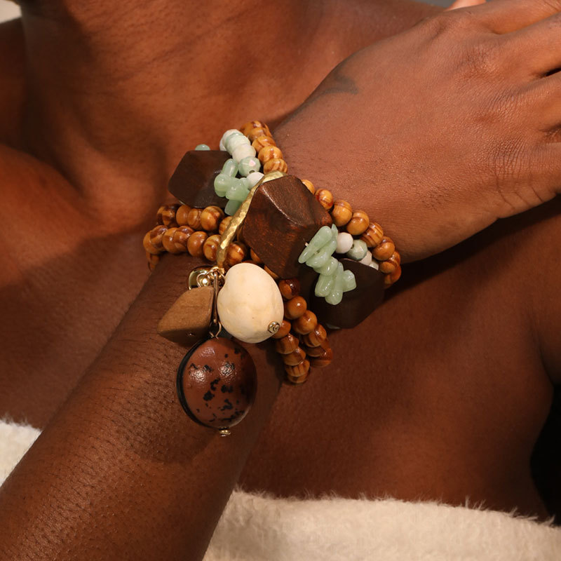Handmade Multi-layer Wooden Bead Bracelet For Women