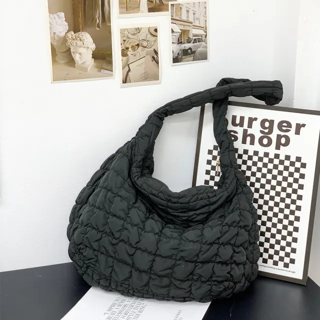 Cloud Pleated Crossbody Bag Women's Large Capacity Lightweight Black - Shop at LoveMi