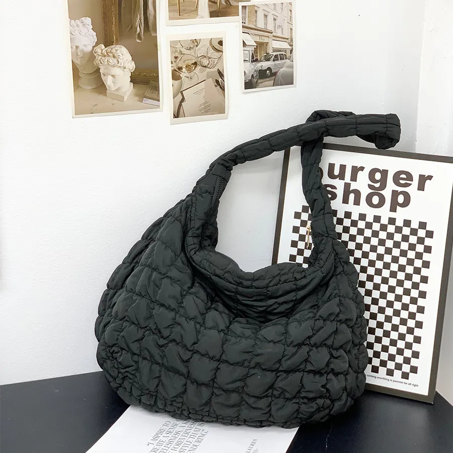 Cloud Pleated Crossbody Bag Women's Large Capacity Lightweight - Black
