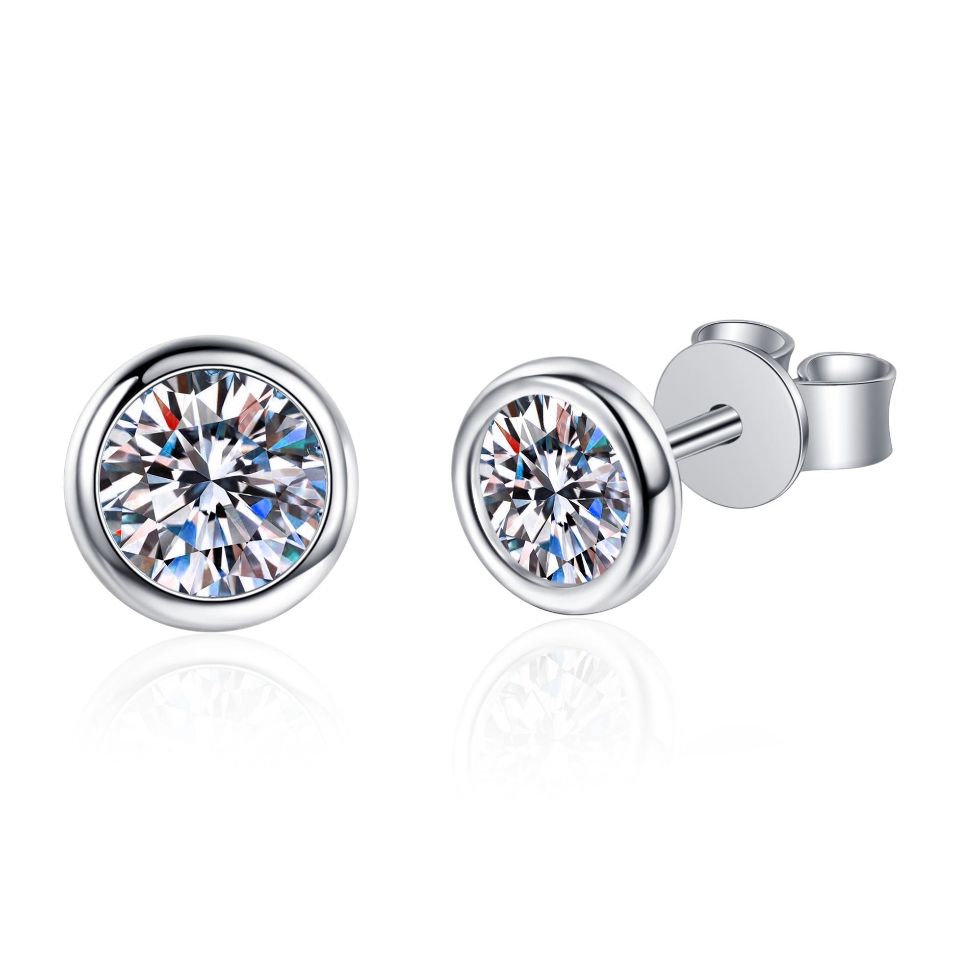 S925 Sterling Silver Classic Bubble Round Beads Moissanite Earrings