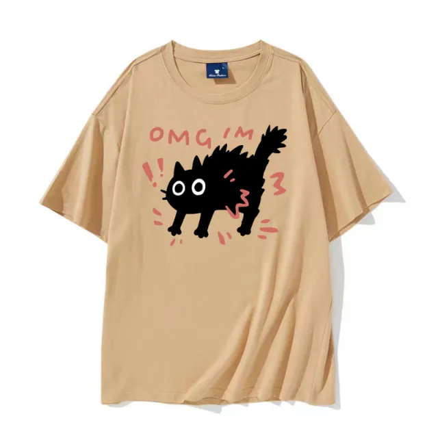 European And American Printed Short sleeved Top Khaki - Shop at LoveMi