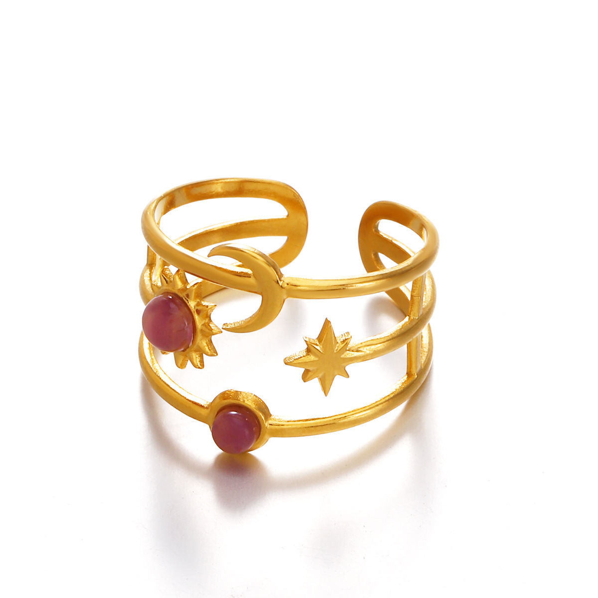 Instagram-style Open Ring With Star And Sun Design