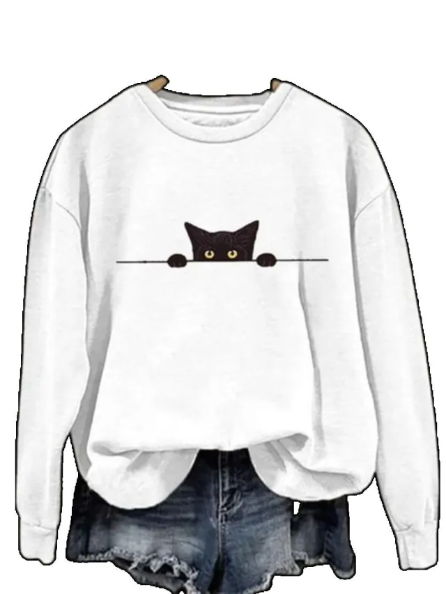 Womens Loose fitting Long sleeve Crew neck Top With A Printed Design Jlnwy12 2119 2Xl - Shop at LoveMi