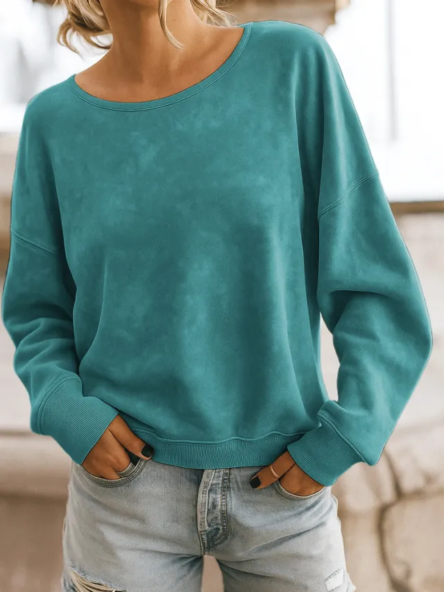 Casual Loose Fashion Long Sleeve Rendering Print Round Neck Knitted Sweater Hoodie Green - Shop at LoveMi