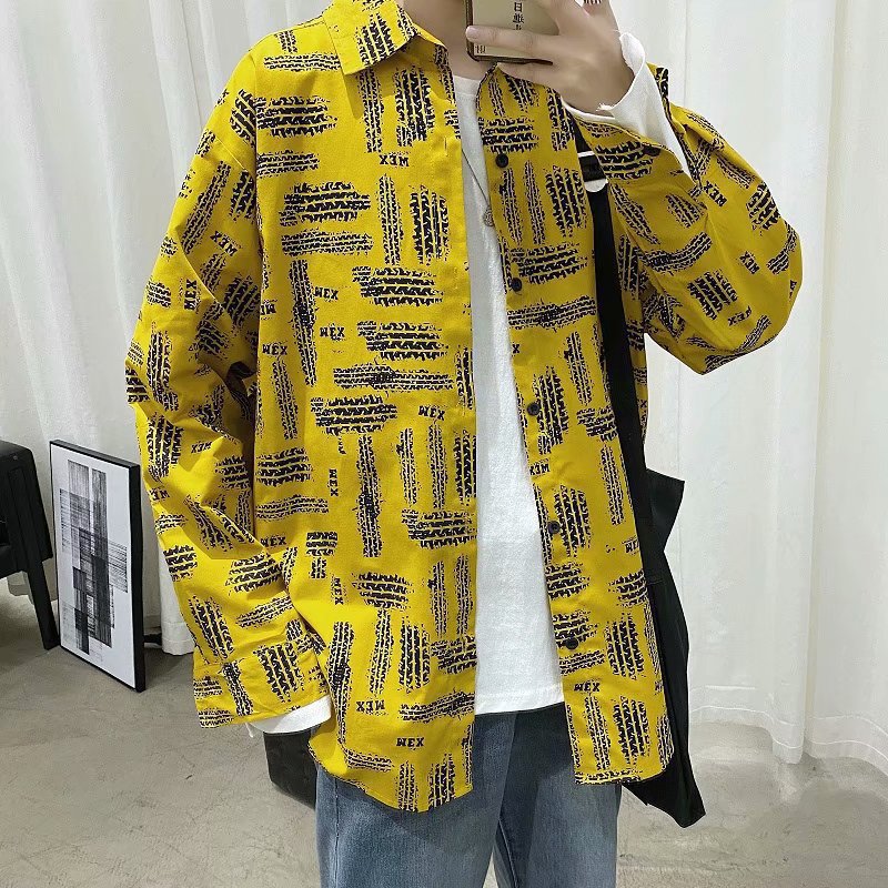 Men's Loose Casual Print Long-sleeve Shirt Jacket - Image 3