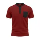 Mens Color-Block Pocket Waffle-Knit Henley T-Shirt view 4