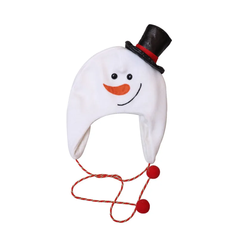 Flannel Long Shoelace Cartoon Decorated As Christmas Hat - Snowman Hat