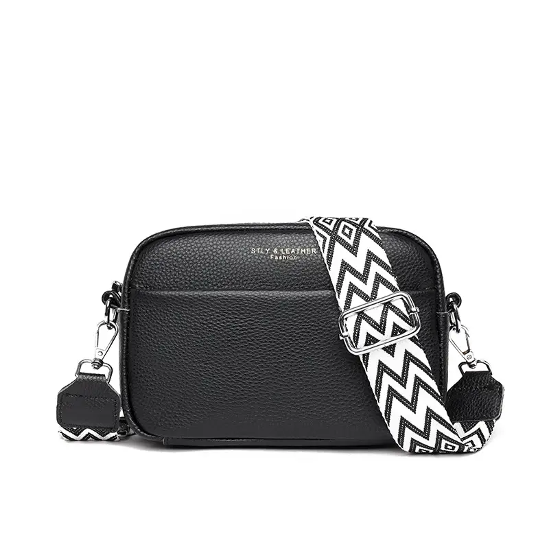Fashion Shoulder Crossbody Bags with Rhombus Embroidered Wide Shoulder Strap