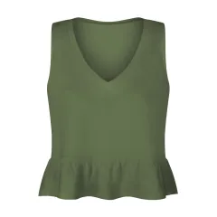 Women's Fashion Casual V-neck Ruffled Small Tank Top - Gsba003 - View 1