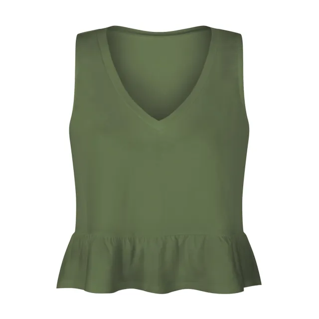 Women's Fashion Casual V neck Ruffled Small Tank Top Gsba003 - Shop at LoveMi