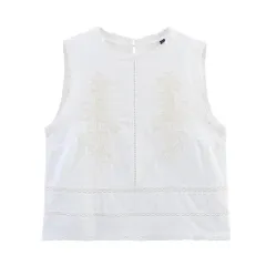 Embroidered Regular Sleeve Top Midi Dress - Top - View 1