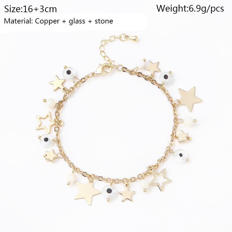 Gold Five-pointed Star White Devil Eye Bracelet