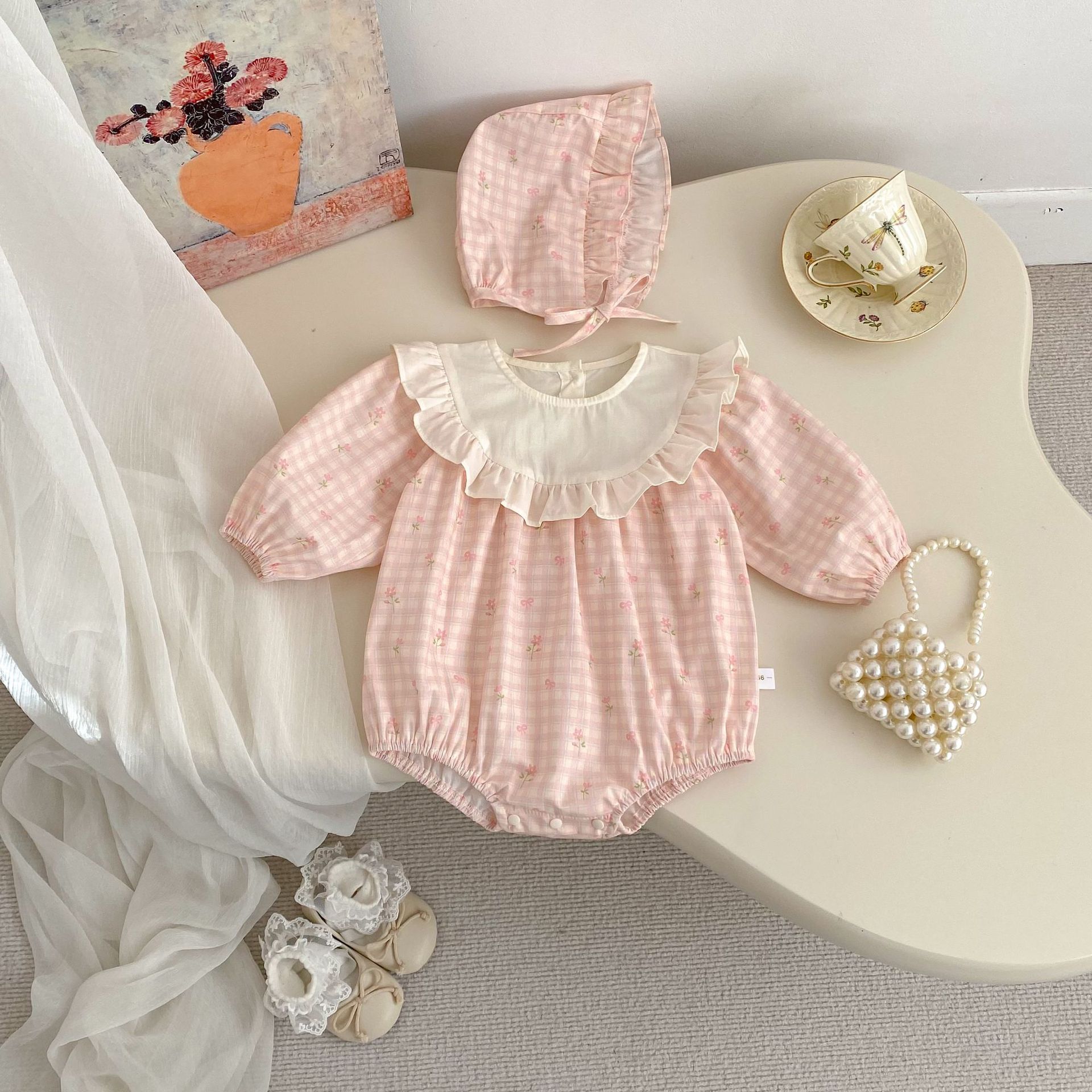 Sweet Plaid One-Hundred-Day Romper