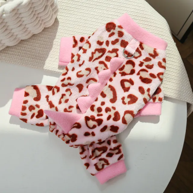 Dog Clothes Autumn And Winter French Bulldog Fleece 497 Pink Leopard Print - Shop at LoveMi
