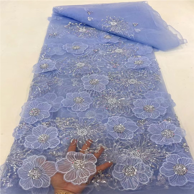 Three-dimensional Embroidered Mesh Fabric Sequin Bead Tube Embroidery - Image 7