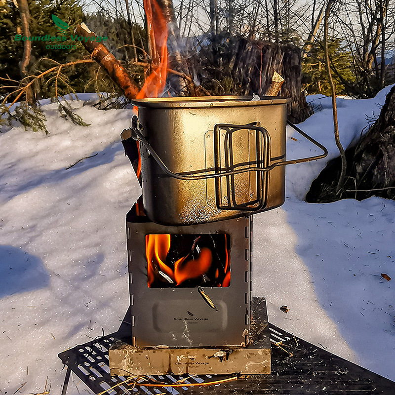 Wood Stove Folding Portable Pure Titanium Outdoor