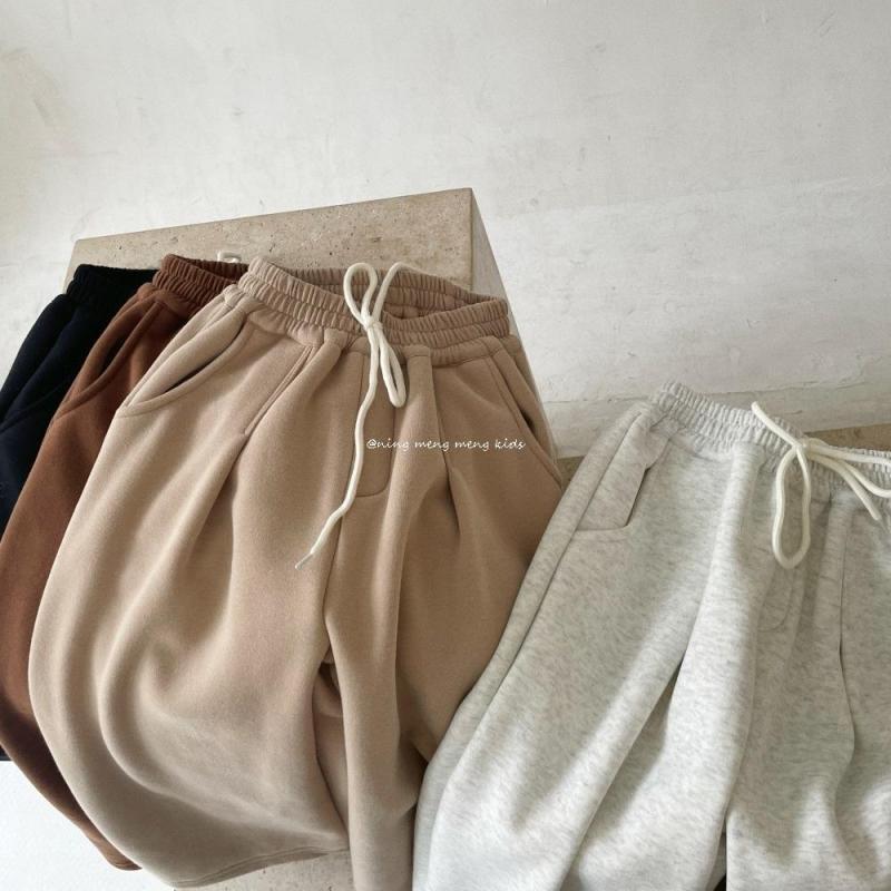 سراويل كاجوال مبطنة من المخمل للأطفال الكوريين