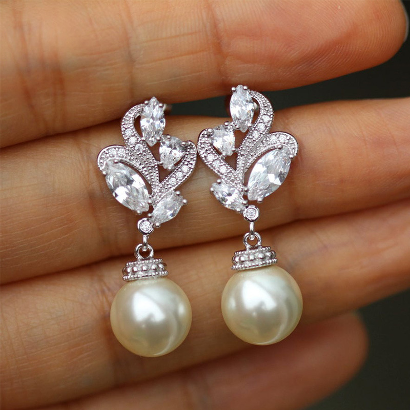 Huitan Elegant Flowers Artificial Pearl Earrings