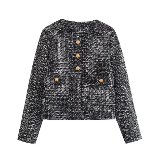 Solid Color Texture Casual Classic Style Jacket Women Gray - Shop at LoveMi