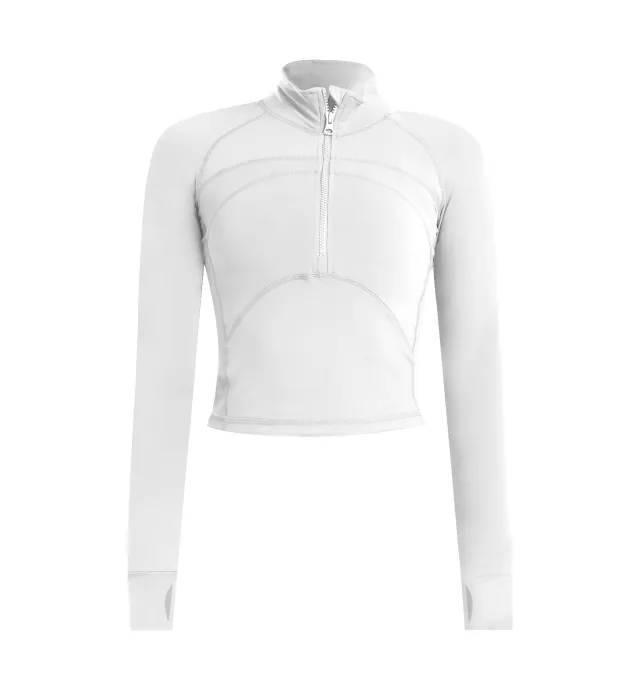 Womens High Elastic, Quick Drying Long Sleeve Yoga OutfitWorkout Top White - Shop at LoveMi