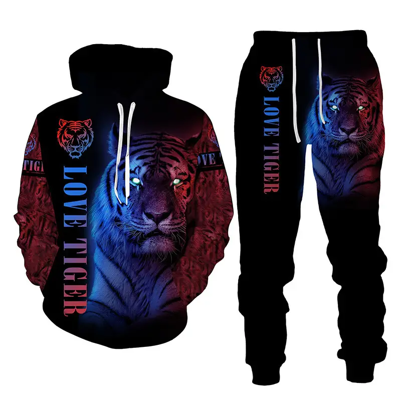 Tiger Pattern Printed Sweater Fashion Casual Men And Women Universal Set