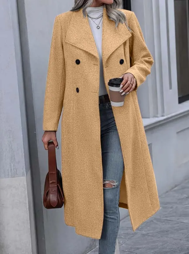 Woolen Long Slim fit Women's Coat Brown - Shop at LoveMi