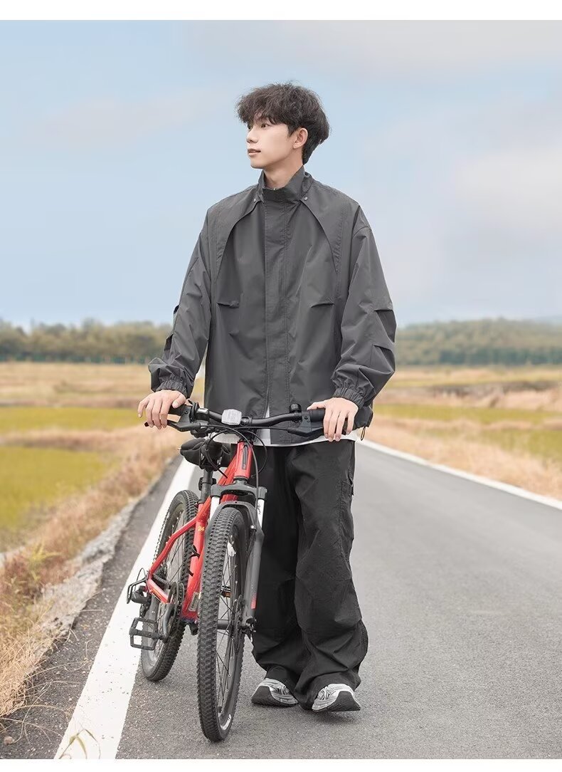 Windproof Waterproof Loose-Fit Men’s Shell Jacket, Retro Style Windproof Waterproof Loose-Fit Men’s Shell Jacket, Retro Style