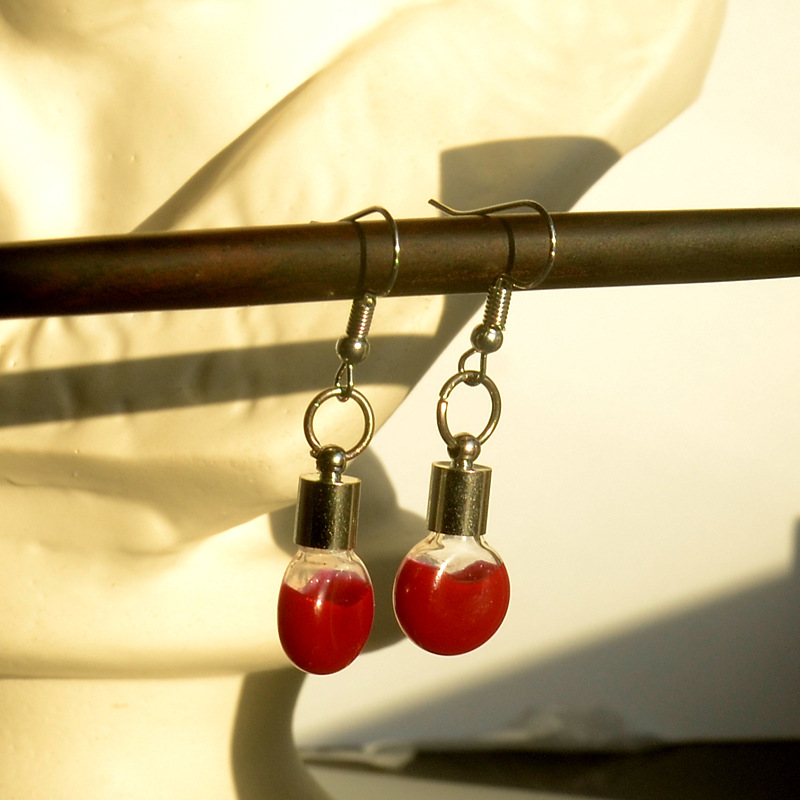 Horror Personality Vampire Blood Bottle Stud Earrings Halloween