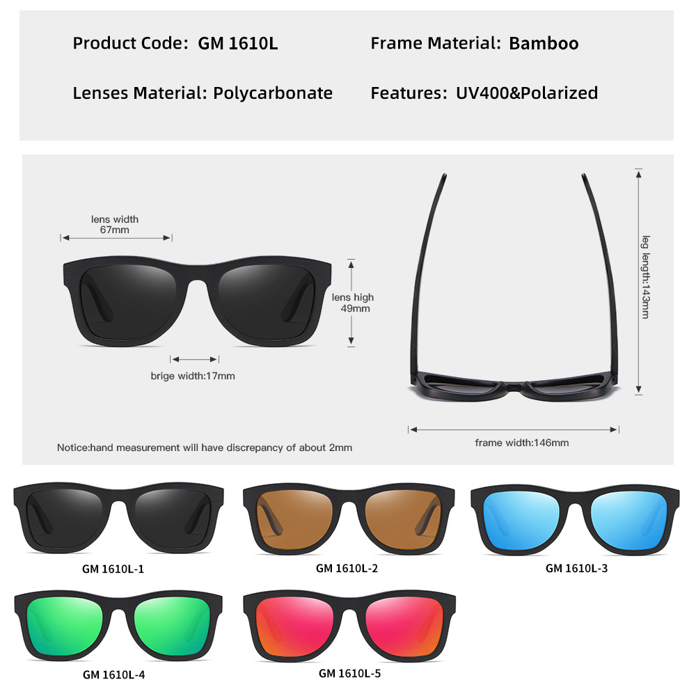 Bamboo Wood Glasses Brushed Black Frame Pattern Leg - Image 6