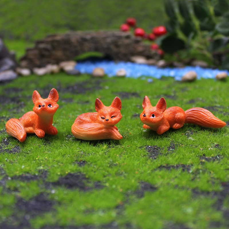 Cute Little Fox Succulent Garden Simulation Animal Decoration