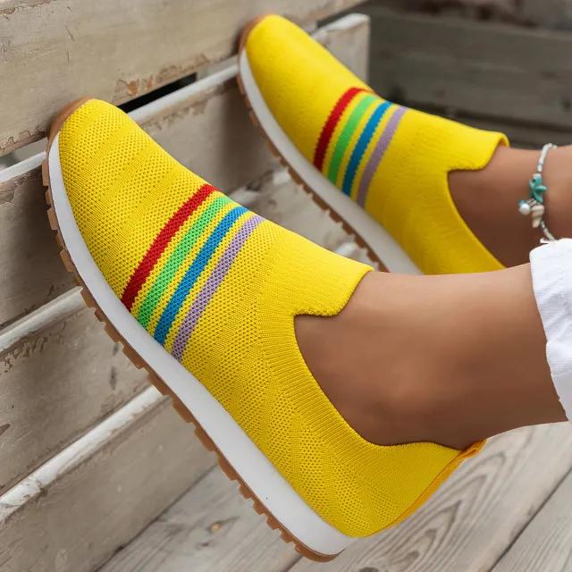 Casual Flat Sneaker European And American Plus Size Comfort Lightweight Pumps Yellow - Shop at LoveMi