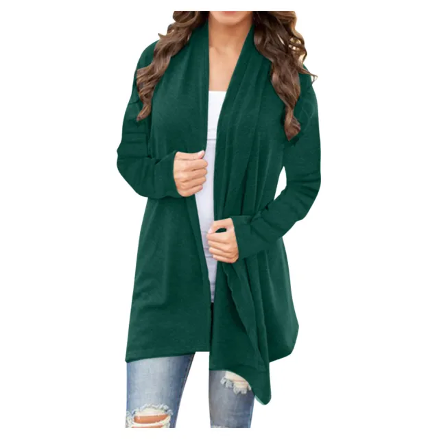 New Solid Color Long Sleeve Cardigan Jacket Long Dark Green - Shop at LoveMi