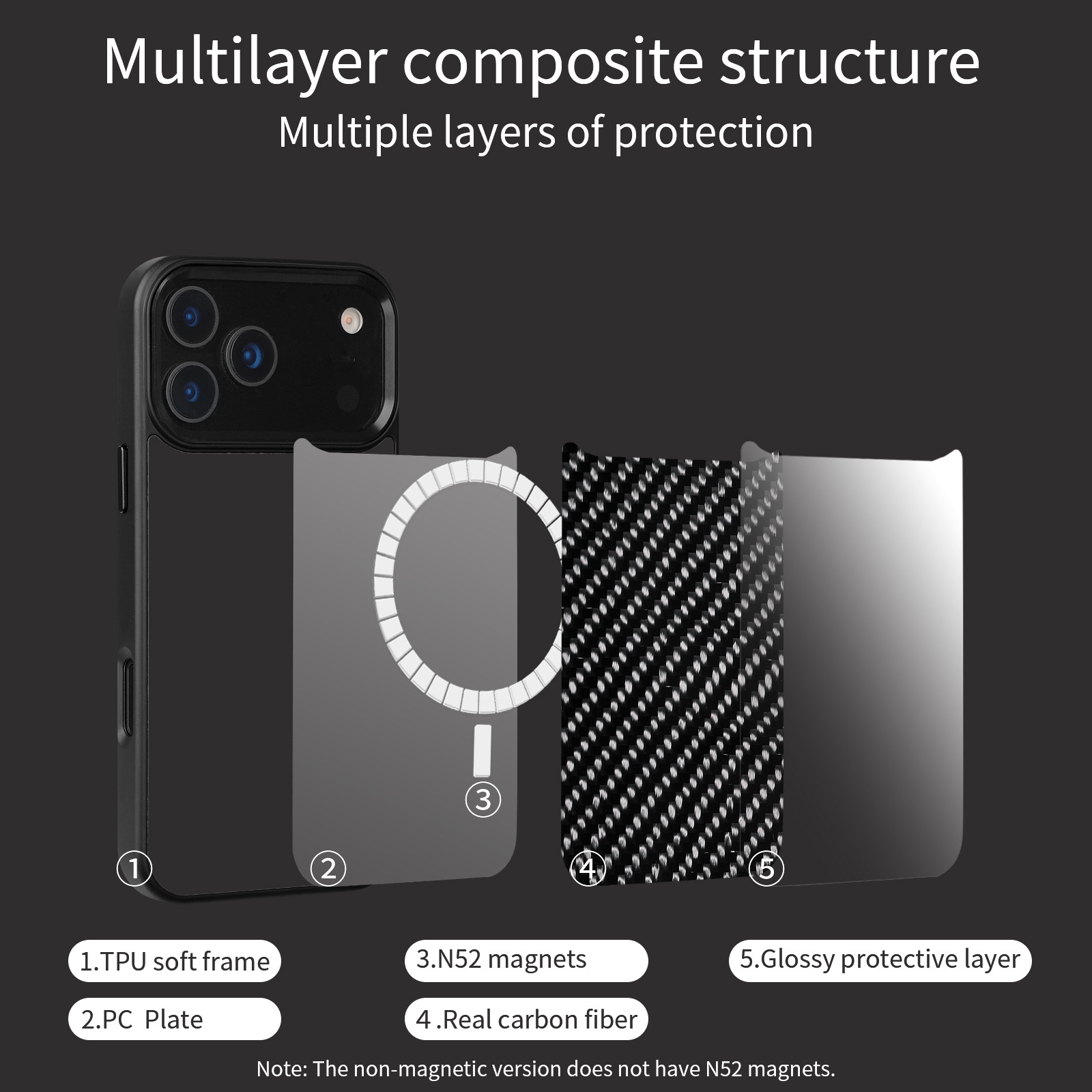 New Metal Frame Carbon Fiber Phone Shell