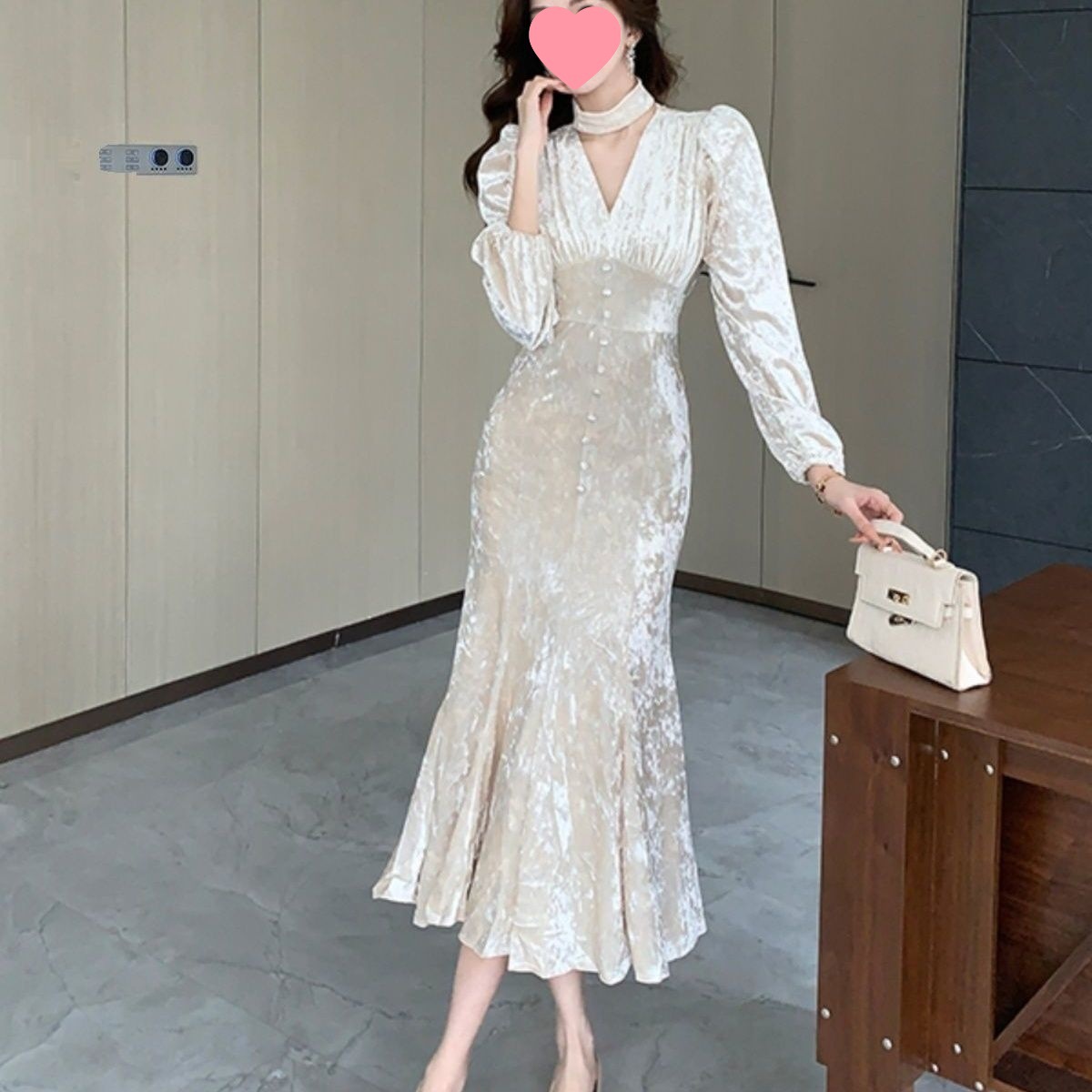 Womens French-style Elegant And Sexy Long-sleeve Dress With A Collar - Image 5