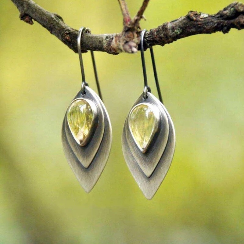 Stylish Round Earrings Geometric Leaves