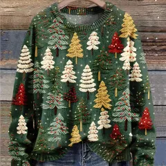 Women's Christmas Casual Round Neck Long Sleeve Sweater - 5 Style - View 1