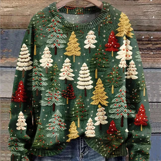 Women's Christmas Casual Round Neck Long Sleeve Sweater 5 Style - Shop at LoveMi