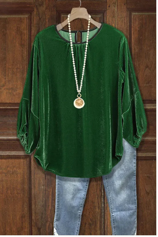 All matching Elegant Loose Long Sleeve Bottoming Shirt Green - Shop at LoveMi