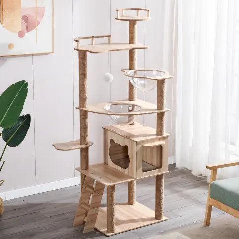 Integrated Large Cat Tree with Climbing Frame