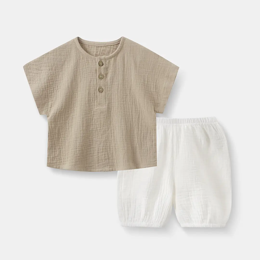 Pure Cotton Gauze Casual Home Two-Piece Set For Babies