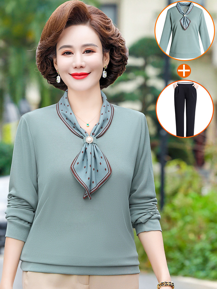 Middle-aged And Elderly Women's Clothing Spring And Autumn Top Fashion Bottoming Shirt