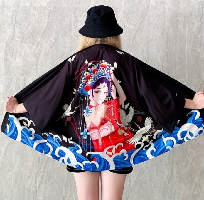 Summer Women Harajuku Digital Printing Kimono Cloak Coat Cardigan Kimono 20 Adult Free Size - Shop at LoveMi