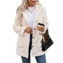 Hooded Solid-Color Cardigan With Buttons, Long-Sleeve Casual Jacket view 5