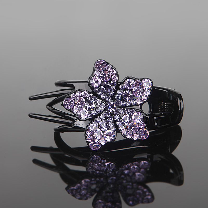 Barrettes Back Head Three-jaw Clamps Rhinestone Flower 8