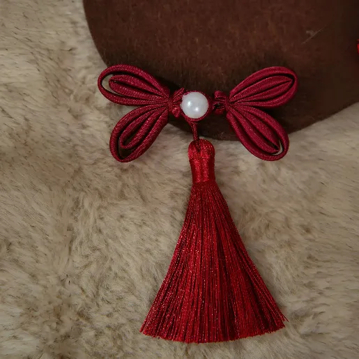 New Handmade Butterfly Tassel Cheongsam Shirt Plate Button Tassel Butterfly Wine Red - Shop at LoveMi