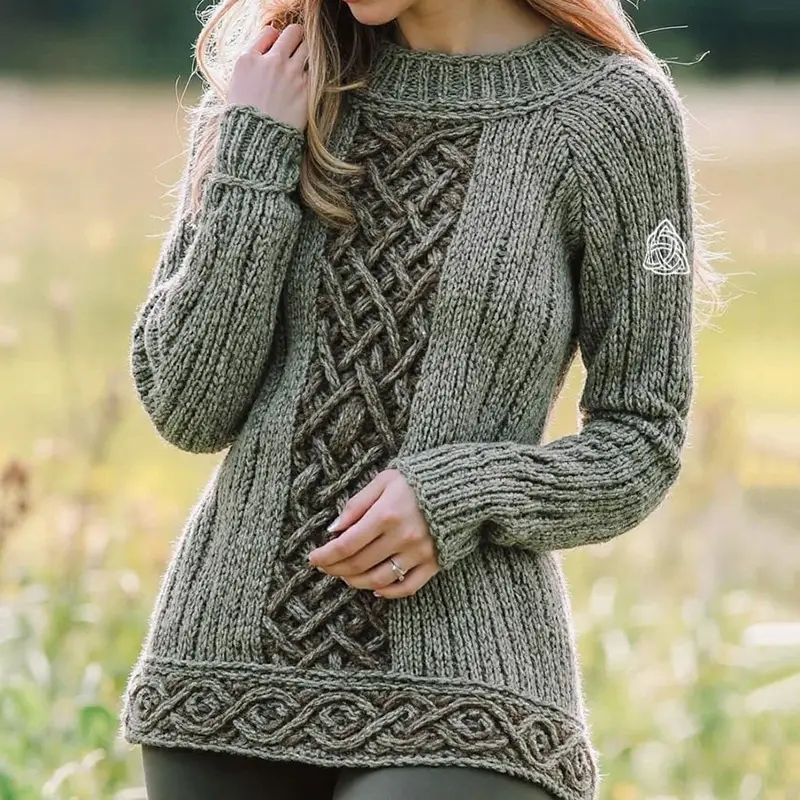 3D Digital-Print Crewneck Sweater Knitwear