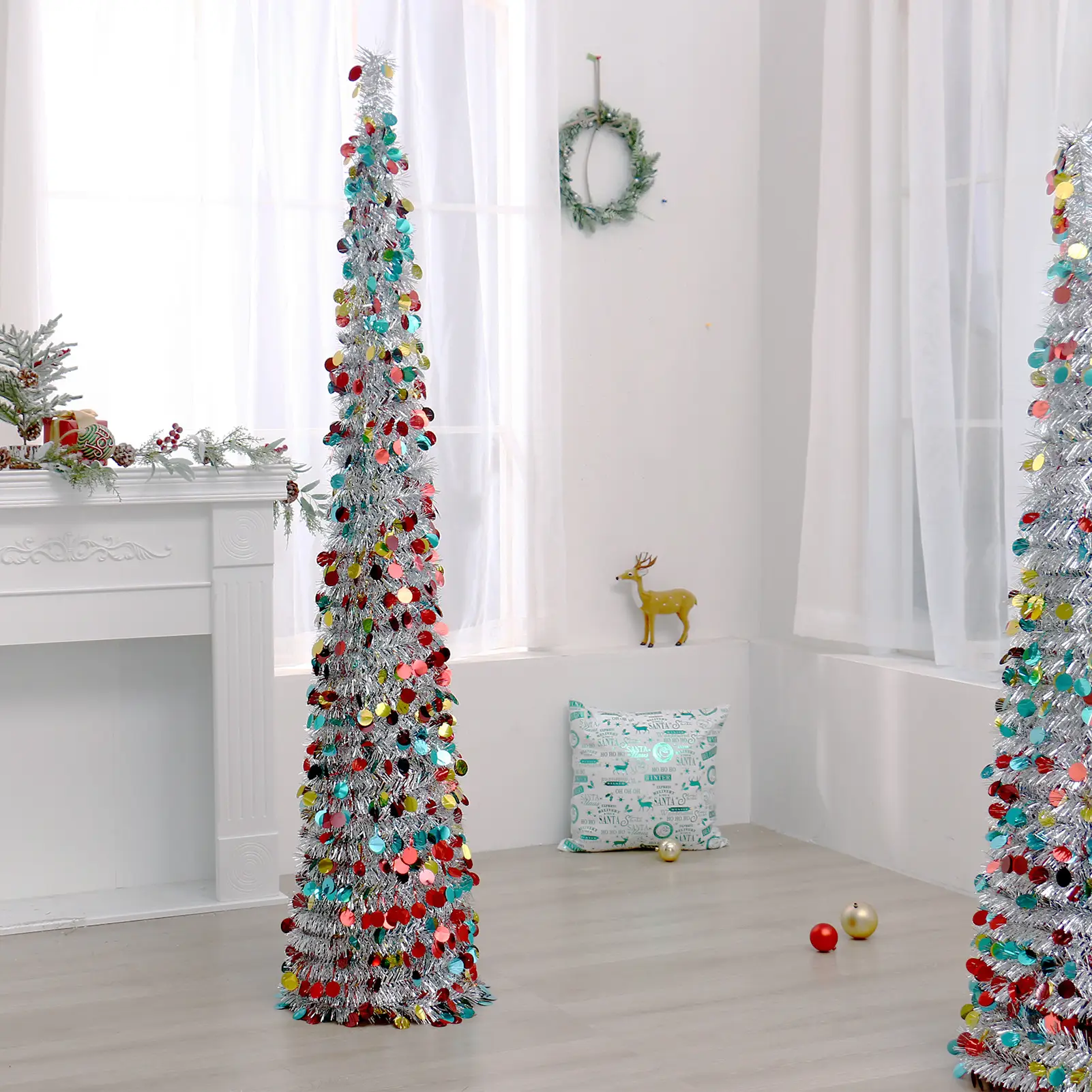 Christmas Colorful Retractable Folding Christmas Tree Decorative Ornaments